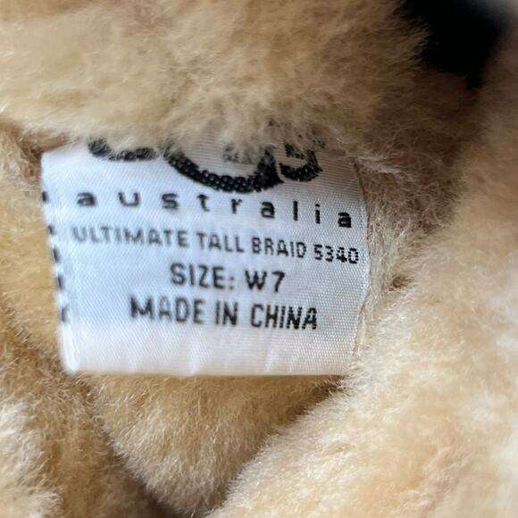 UGG Ultimate Tall Braid Brown Suede Shearling Lined Winter Boots Size US 7 - Picture 10 of 10